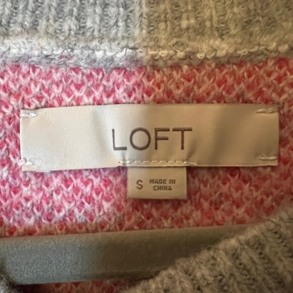 Women's LOFT Fair Isle Snowflake Sweater - Pink, Gray, & White - Small - Picture 3 of 3